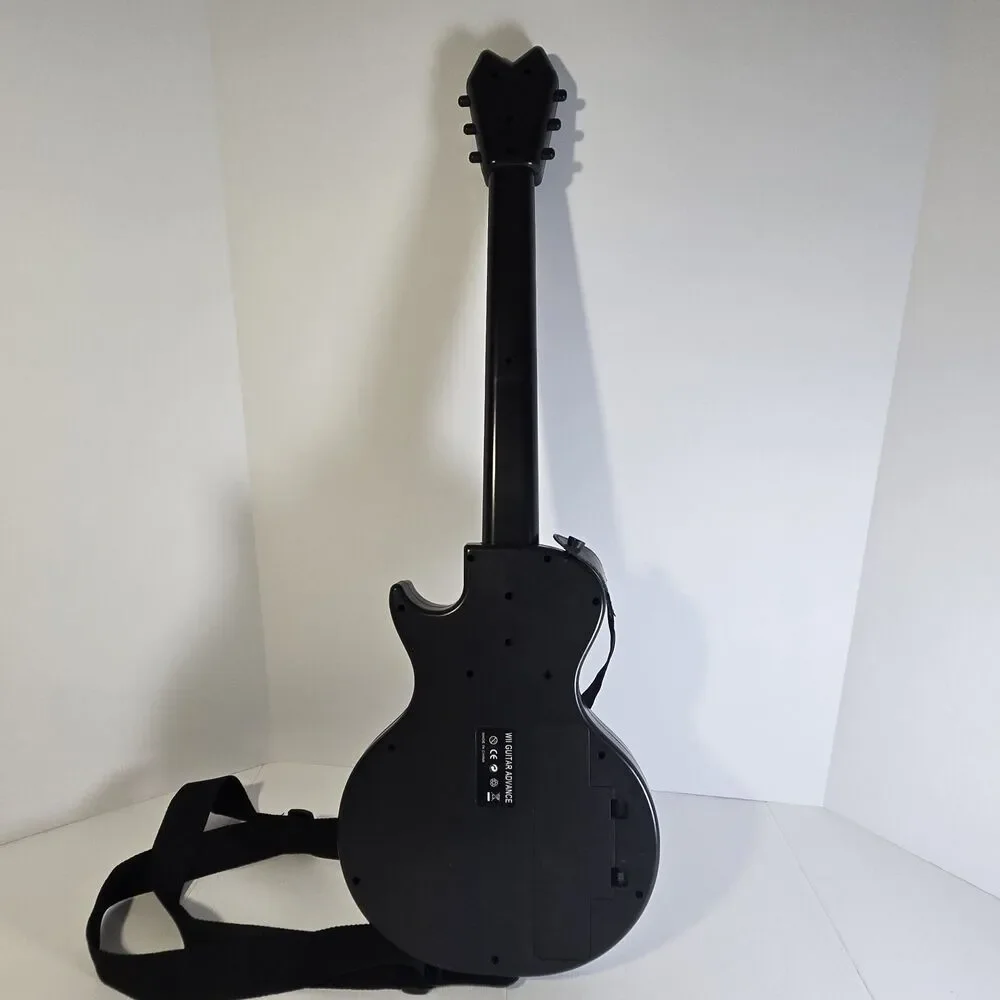 Wii Guitar Advance White Guitar Controller Nintendo Wii Powers On w/ Strap